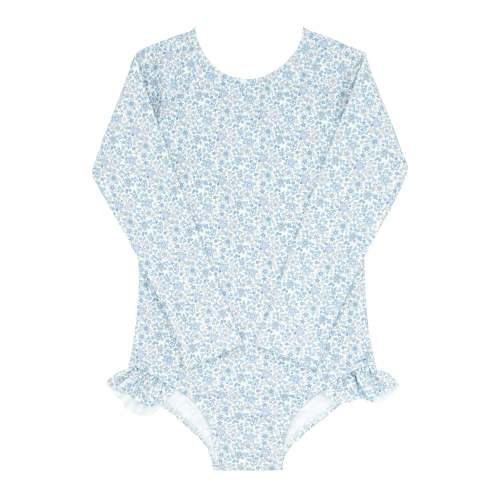 girls slate floral rashguard one piece: 3/4T