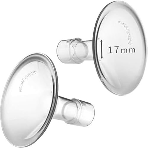 PumpMom-us 17mm Shields Compatible with Medela Breast Pump Parts, Replace Flange Accessories for PersonalFit, Freestyle, Harmony, Maxi, Flex Connector, PersonalFit Flex Breast Shield, 2pcs (17mm)