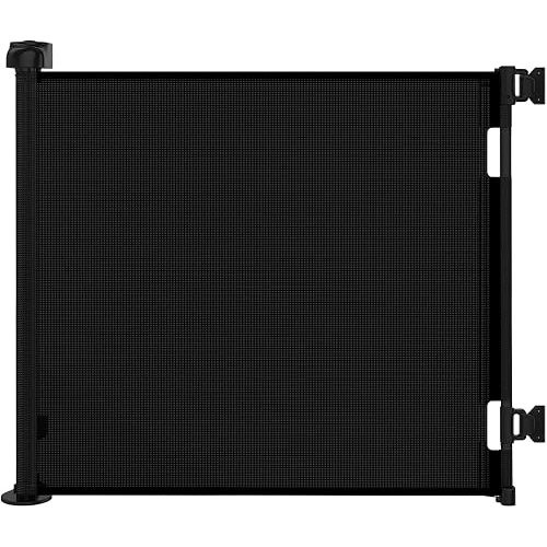 Retractable Baby Gate for Stairs & Doorways, 55" Wide x 33.6" Tall Easy Installation Mesh Dog Gate for Indoor & Outdoor Use,Pet and Dog Safety Gate for Hallways(Black)