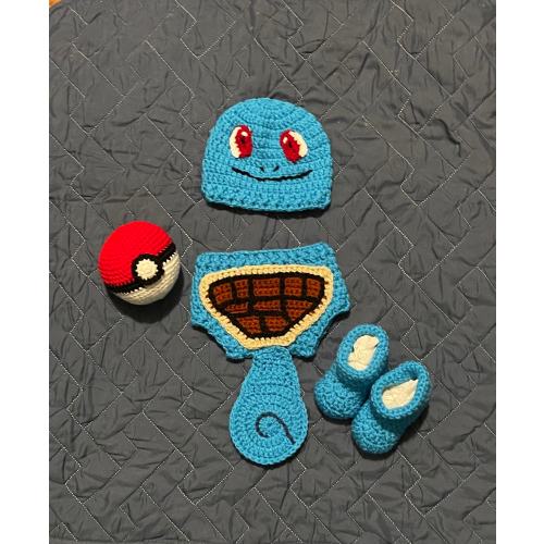 Babies Pokémon inspired squirtle outfit fits a 3 month old crocheted