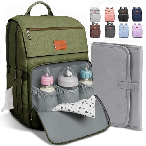 PILLANI Baby Diaper Bag Backpack - Large Bag for Boys & Girls, Waterproof Diaper Backpack - Baby Shower Gifts for Boys - Toddler Diaper Bag with Changing Pad - Large Capacity, Wide Opening Easy Access
