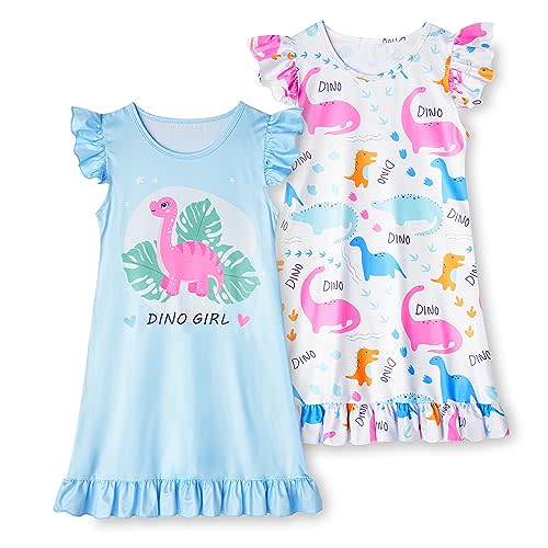 LQSZ Girls Nightgowns Soft Toddler Princess Pajamas Dress for Kids 2pcs | Little Girl Flutter Short Sleeves Nightie, Skin-friendly Fabric, Gentle Stretch, Perfect for Parties and Daily Wear