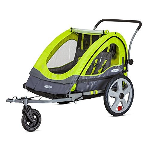 Instep Quick-N-EZ Double Tow Behind Bike Trailer for Toddlers, Kids, Converts to Stroller, Jogger, 2-in-1 Canopy, Universal Bicycle Coupler, Folding Frame, Multiple Colors