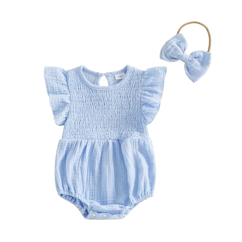 Kavousa Baby Girl Summer Outfit Newborn Girl Bubble Romper Short Sleeve Jumpsuit Cute Infant Spring Clothing