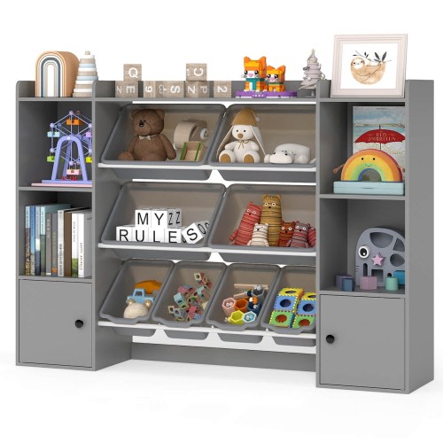Costway Kids Toy Storage and Bookshelf with 8 Boxes Open Shelves & 2 - See Details