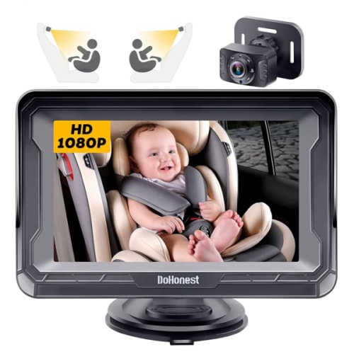 DoHonest Baby Car Camera HD 1080P - Rear-Facing Car Baby Monitor with Night Vision, Adjustable View Angle, Easy Setup, Anti-Glare Display, Safety for Kids & Infants