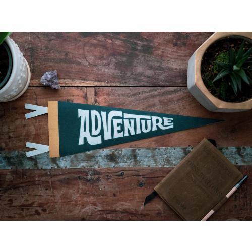 Adventure Felt Pennant | Inspirational banner poster. Vintage typography play flag pennant kids room decor. USA Handmade