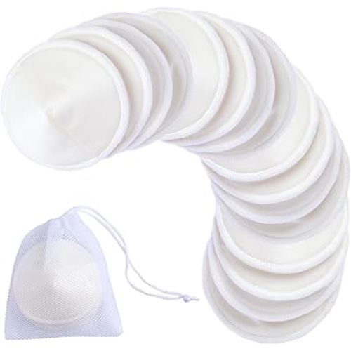 Ameda Organic Bamboo Nursing Pads (10 Pairs) SUPER-ABSORBENT | 3 Layers Protection Nipple Pads | with mesh laundry bag