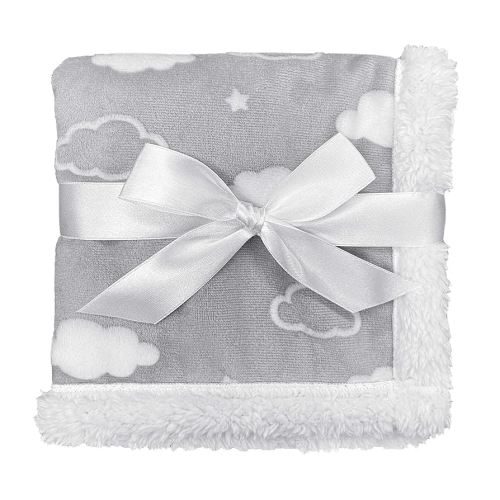 American Baby Company Heavenly Soft Chenille Sherpa Security Blanket, Gray, 14" X 14", Warm and Cozy for Boys and Girls