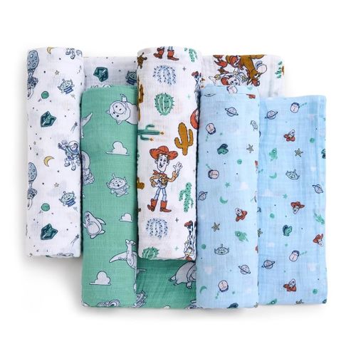 aden + anais Essentials Muslin Swaddle Blankets, Newborn Receiving Blanket for Swaddling, 100% Cotton Baby Swaddle Wrap, 4 Pack, Toy Story