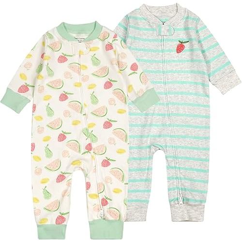 Teach Leanbh Baby 2-Pack Romper Jumpsuits Two Way Zipper Long Sleeve Footless 18-24 months