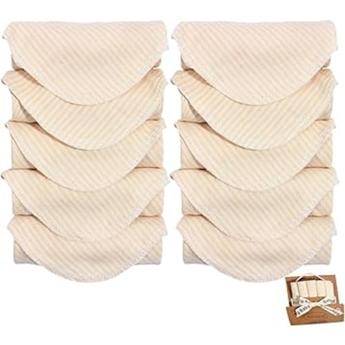 10-Pack Organic Cotton Baby Washcloths | Ultra-Soft Newborn Face Bath Towel - Reusable Baby Wipes for Delicate Skin Thin & Lightweight, Perfect for Babies, Kids, Toddlers, Infant (Stripes)