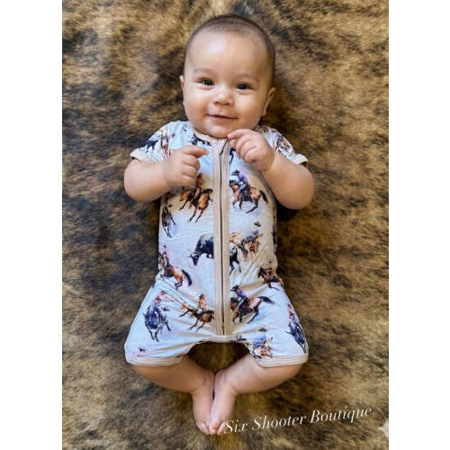 Western life bamboo baby shortie romper – Six shooter boutique