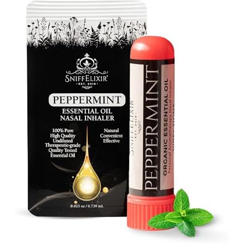 Peppermint Oil Aromatherapy Nasal Stick Vapor Inhaler for Migraine Relief - Nausea & Motion Sickness, USA Made with Organic Essential Oils, Tension Headache