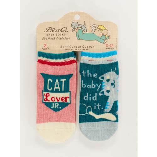 Cat Lover Jr./ The Baby Did It. Baby Socks