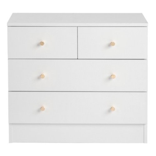 Resenkos 4 Drawer Dresser with Gold Handle, Nursery Dresser Chest Of Drawers Organizer, White