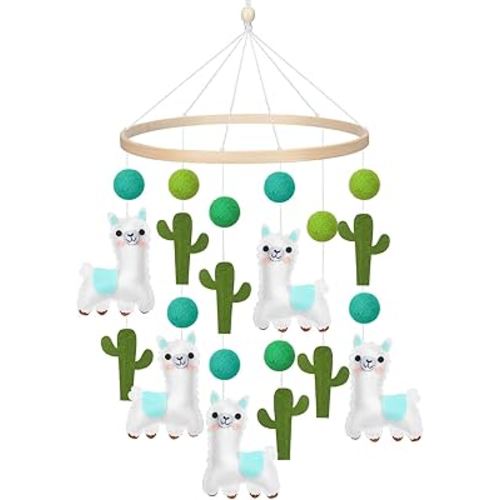 Hollowfly Baby Crib Mobile for Boys Girls Alpaca Baby Mobile for Crib Alpaca Nursery Decor Handmade Felt Llama Cactus Neutral Hanging for Bassinet Newborn Room Nursery Gift Accessories