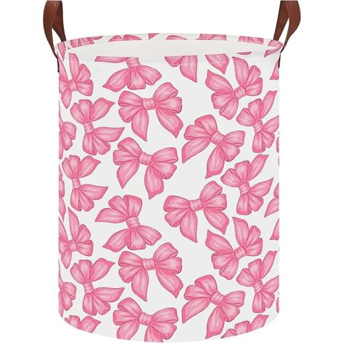 NTAOHAMPER Laundry Hamper,Laundry Basket,Baby Nursery Hamper,Waterproof Storage Bin,Clothes Organizer Basket,Room Decor(Big Bowknot)