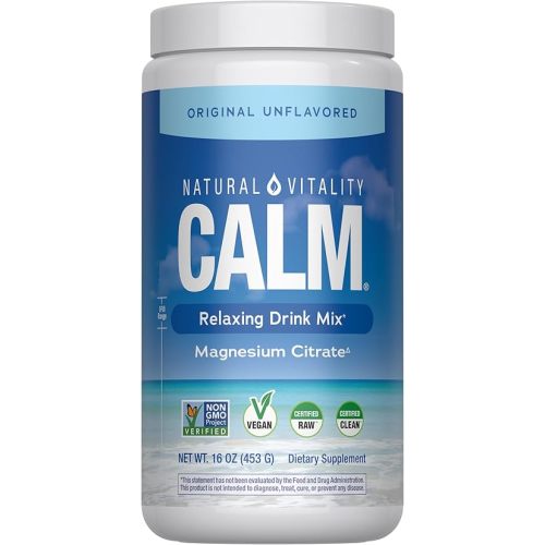 Natural Vitality Calm, Magnesium Supplement, Anti-Stress Drink Mix Powder, Gluten Free, Vegan, & Non-GMO, Original Unflavored, 16 oz