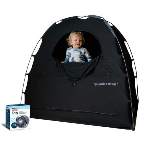 SlumberPod 3.0 Sleep Canopy with Fan, Black with Gray Accents