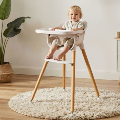 AmourLil 3-in-1 Wooden Baby Toddler High Chair, Convertible Easy Clean Infant Feeding Highchair, Modern Design