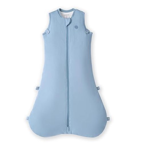 Momcozy Sleep Sack for Baby 0-6 Months, 1.5 TOG Baby Wearable Blanket with Supportive Plush Filling, Two-Way Zipper for Easy Diaper Changes, Snap-Fit Design for Growing Babies, Small, Blue