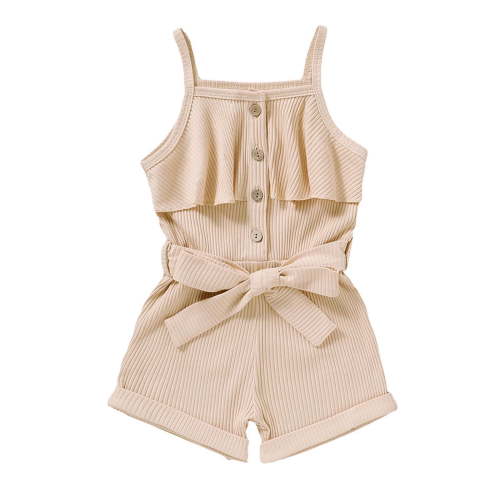 Toddler Baby Girl Clothes Summer Romper Cotton Solid Color Ruffles Sleeveless Short Jumpsuit Kids Summer Outfits