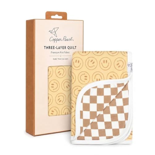 Copper Pearl 3-Layer Baby Blanket: Soft Baby Quilts for Boys and Girls | Breathable, Cozy, Toddler Blanket | Baby Quilt for Newborns | 46x46 Premium Polyester/Rayon | Vance