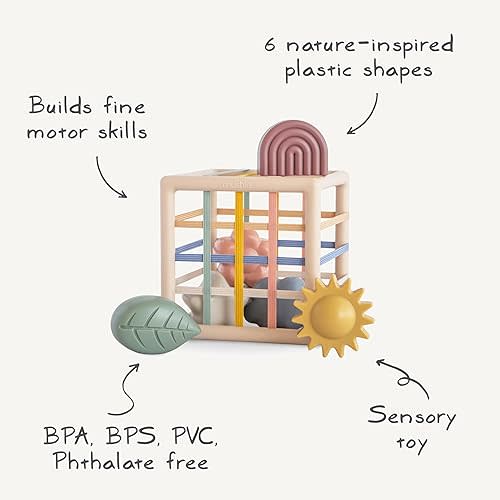 mushie Elastic Shape Sorter | Educational Learning Toy for Kids with 6 Shapes (10 Months+)