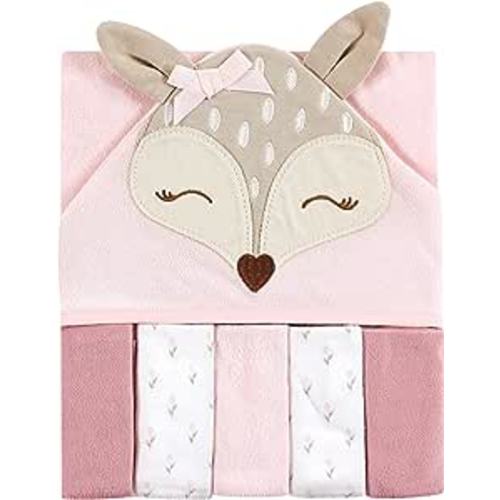 Amazon.com : Hudson Baby Unisex Baby Hooded Towel and Five Washcloths, Fawn, One Size : Baby