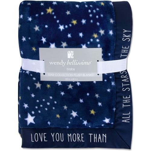 Baby Blanket - Stars Baby Blanket in Navy & Grey (30x40) | Wendy Bellissimo Super Soft Plush