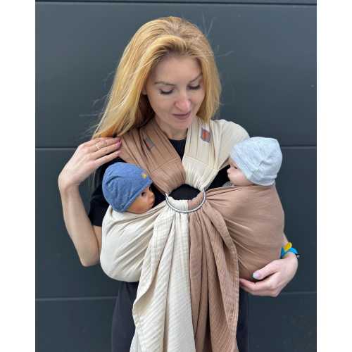Twin Ring Sling, Twins baby carrier, Twins sling for newborn, 100% Organic Cotton ring sling, Muslin ring sling, Twin Babywearing