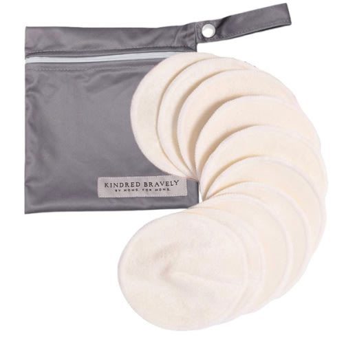 Kindred Bravely Organic Reusable Nursing Pads, Washable, for Breastfeeding & Leaking with Carry Bag, 10 Pack 4.5" D (Twilight Regular)