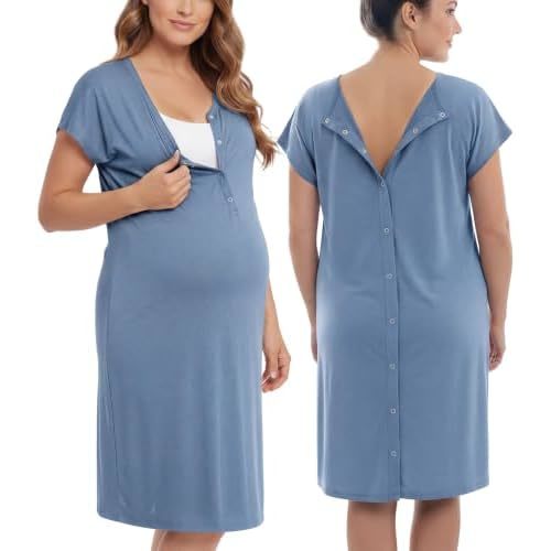 PATPAT Maternity Labor and Delivery Gown, Womens Hospital Gown with Pockets