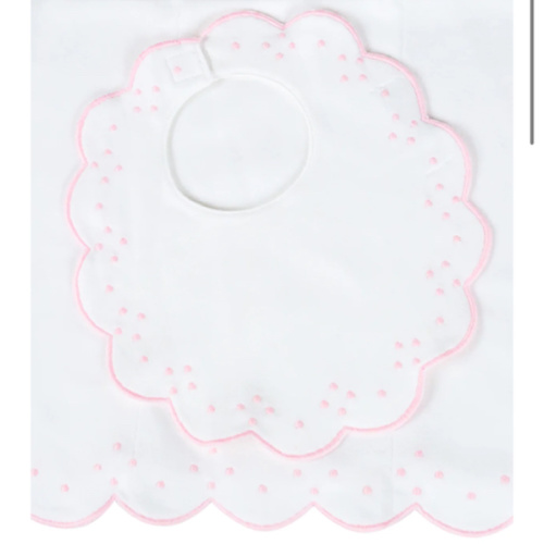 Scalloped Bib and Burp Set - Pink