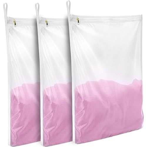 GOGOODA 4 Pack Mesh Laundry Bags for Delicates, Durable Wash Bags with Zipper & Hanging Hook, 2 Large (16 x 20 in) & 2 Medium (12 x 16 in) Reusable Laundry Bags