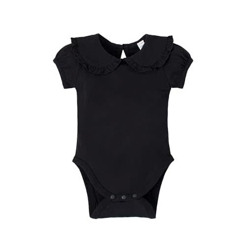 Magic Park 0-24M Infant Girl Puff Sleeve Bodysuit Baby Peter Pan Collar Romper Toddler Ruffle Jumpsuit Casual Tops