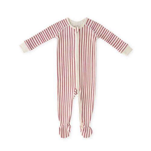 Ribbed Baby Sleeper in Stripes Away Berry | Over The Moon