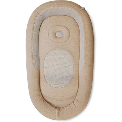 Inglesina Welcome Pod Baby Lounger, Warm Beige - U.S. Compliant Infant Lounger for 0-8 Months - with Ergonomic Support for Supervised Tummy Time & Play - Breathable Bamboo & Cotton