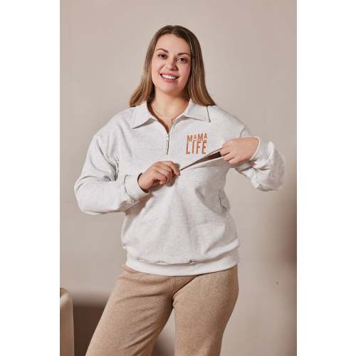 Mama Life Nursing Friendly Zip Sweatshirt