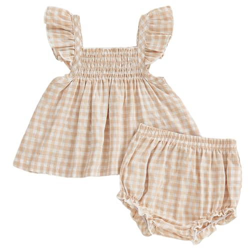 Mubineo Baby Girl Summer Clothes Cute Ruffle Tops Dress Shorts Outfits Set Infant Toddler Shrit Bloomers Princess Outfit