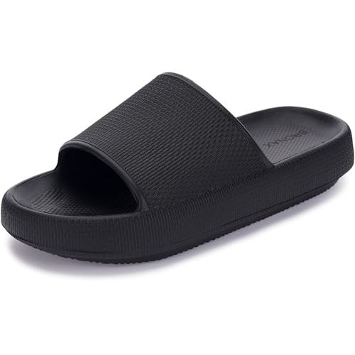 BRONAX Cushioned Thick Sole Pillow Slippers for Women and Men Y10 | Cloud-Like Soft Sole, Foot Pain Relief, EVA Platform Sole, Indoor Outdoor Slides, Waterproof Shower Ready, Quick-Drying