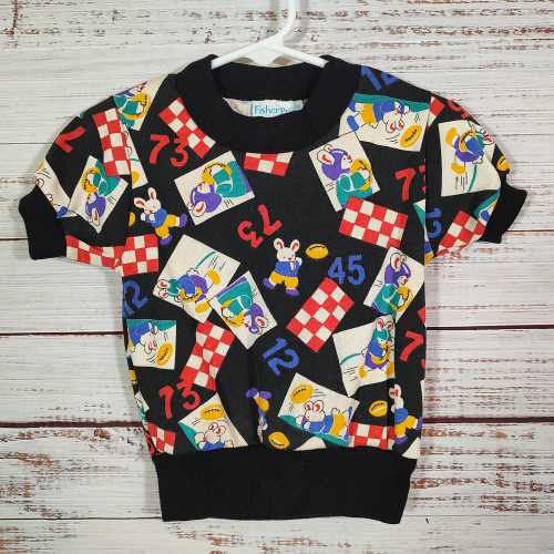Vintage Kids Tee Shirt / Geometric Toddler Top T Shirt / 1980s 80s / Graphic Tee / 24M 24 Months 2T