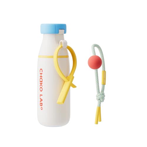 CHAKO LAB Insulated Stainless Steel Water Bottle with Two Strap | BPA-Free Leak Proof | 17oz Bottle with Spout Lid & Straw | Milk Pudding