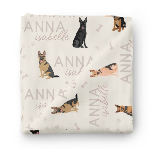 Personalized Baby Name Swaddle Blanket | Dog Breeds