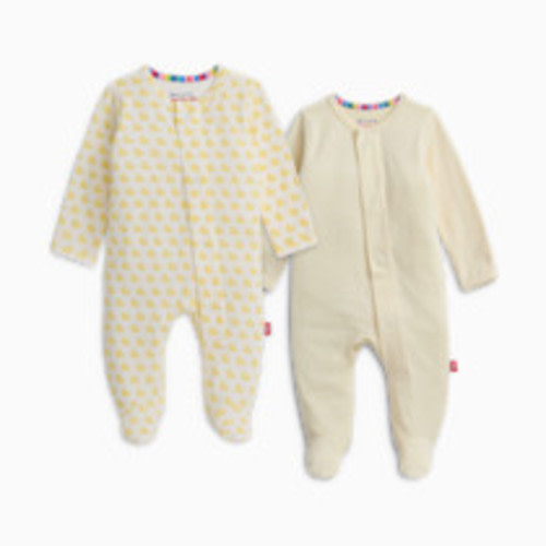 Magnetic Me Organic Cotton Magnetic Footie 2 Pack Bundle - Yellow Assorted, 3-6 M