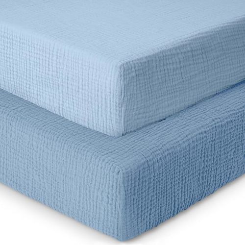Dreamology Muslin Crib Sheets 2 Pack - Blue