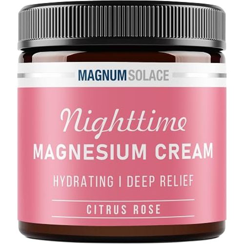 Magnum Solace Magnesium Lotion – Nighttime Magnesium Cream – Apply to Leg Muscles, Arms or Chest - Topical Magnesium Chloride – USA Made and Safe for Kids (Citrus Rose) 4 Fl Oz (Pack of 1)