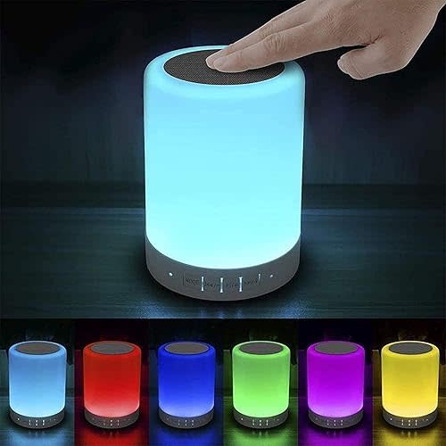 Night Light with Bluetooth Speaker, Touch Lamp Rechargeable Relaxing Cool | Elecstars Small Lamp, Aux Line-in and TF Card Supported, Portable Color Changing, Birthday Holiday Gift for Kids Teens Women.