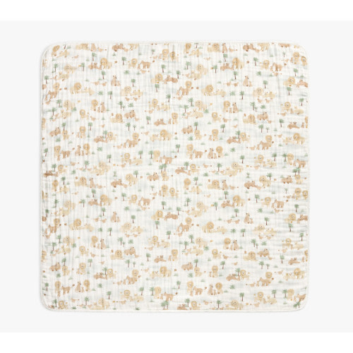 Lion Family Oversized Organic Muslin Baby Blanket